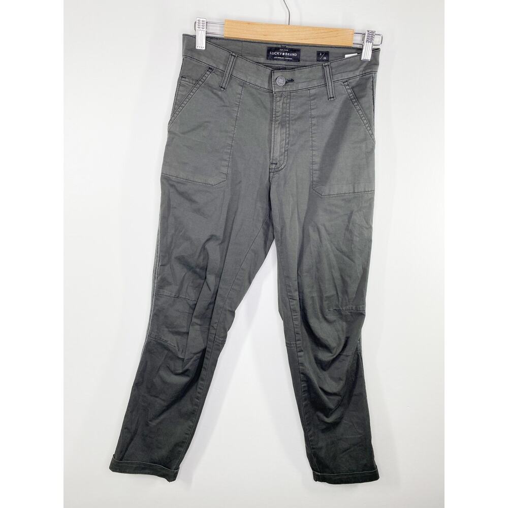 Lucky Brand The Cargo Green Cotton Blend Relaxed Utility Pants Women's Size‎ 2